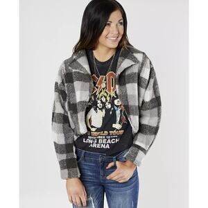 BKE Gingham Cropped Long Sleeve Jacket, NWT, Large